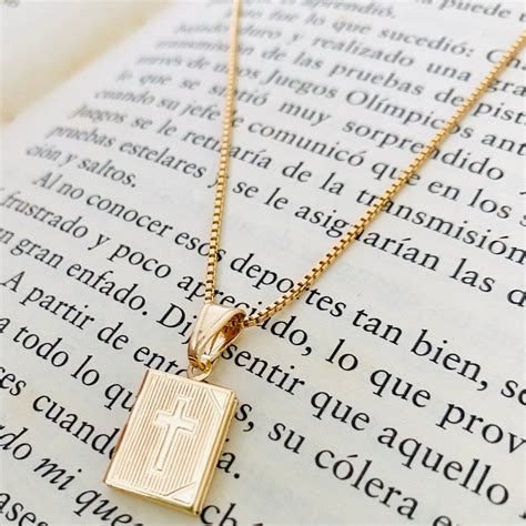 Bible Necklace, Holy Bible Charm Necklace, 18k Gold Filled Bible ...