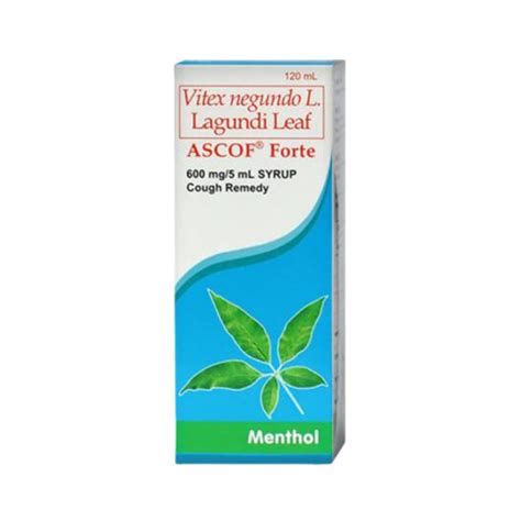 Ascof Forte Lagundi Menthol 600mg5ml Syrup 120ml