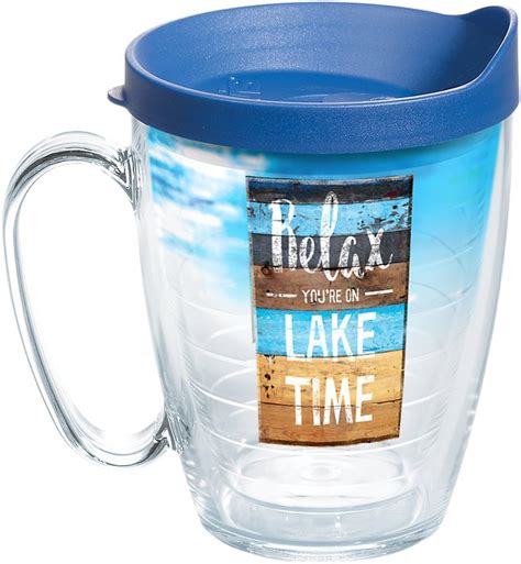 Tervis Relax Youre On Lake Time Insulated Tumbler With Wrap And Blue Lid 16oz Mug