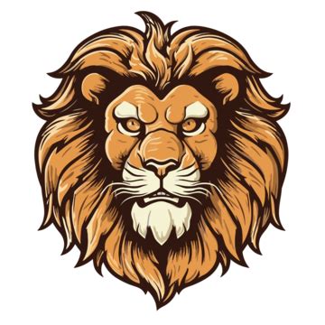 Cartoon Lion Head Sticker On White Background Clipart Vector Sticker