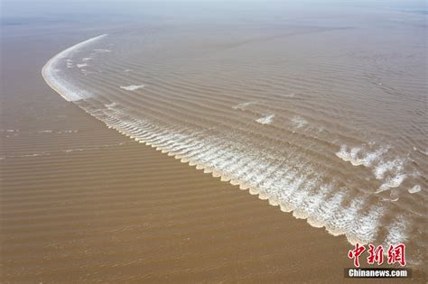 浙江绍兴：钱塘江现鱼鳞潮如万马奔腾