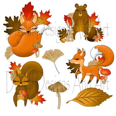 Autumn animals clipart By DigitalDesignsAndArt | TheHungryJPEG