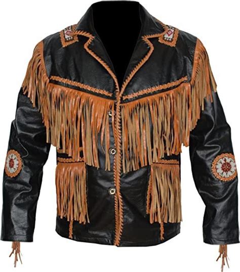 Men Native Indian Jacket Black Leather Western Jacket American Etsy