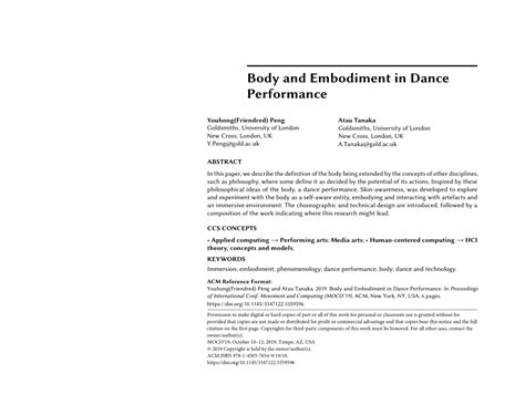 (PDF) Body and Embodiment in Dance Performance