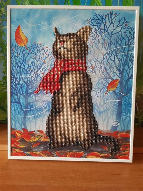 Картина алмазная мозаика, кот в шарфе, котик: 217 грн. - Витвори ...