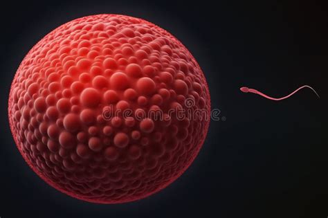 Fertilization of Human Egg Cell by Sperm Cell, Spermatozoon Stock Photo ...