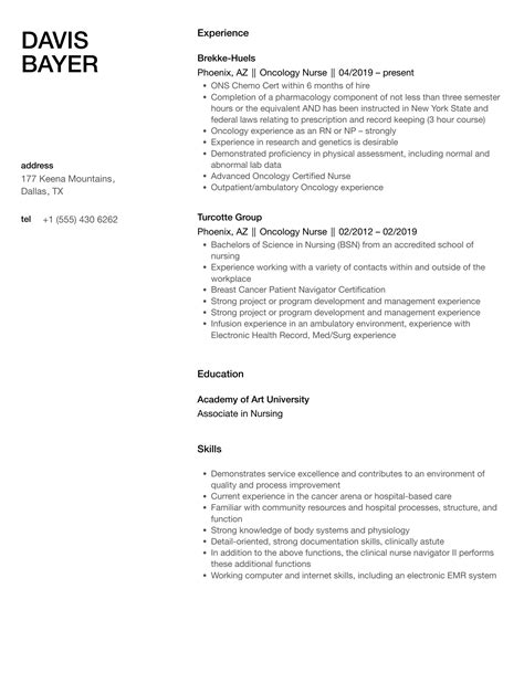 Oncology Nurse Resume Samples Velvet Jobs