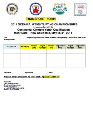 Fillable Online Transport Form Oceania Weightlifting Federation Fax