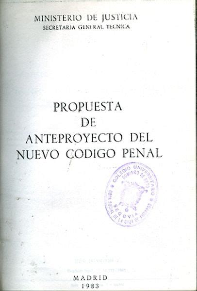 Propuesta de anteproyecto del nuevo código penal Fundación Torreón de