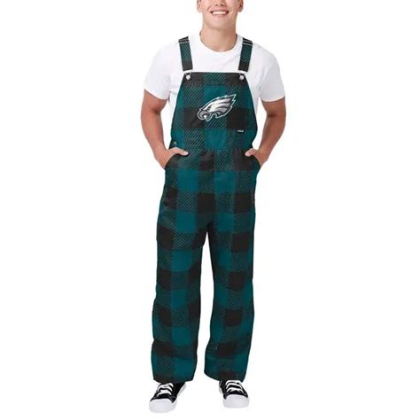 Foco Philadelphia Eagles Big Logo Plaid Overalls Green Editorialist