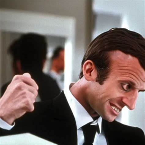 Emmanuel Macron Crying In American Psycho Stable Diffusion