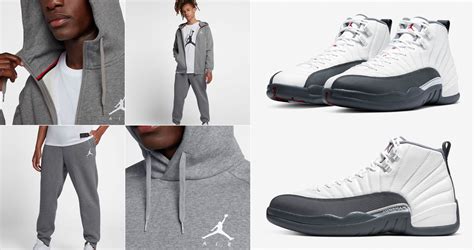 Air Jordan 12 White Dark Grey Hoodie Pants Match | SneakerFits.com