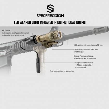 SPECPRECISION M952V IR Tactical Light White LED Weapon Light Infrared