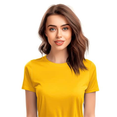 Premium Ai Image A Woman Wearing A Yellow T Shirt That Sayst