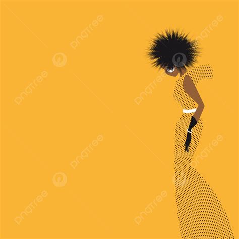 Yellowdotted Dress On Curlyhaired African Womans Silhouette Curly Cream