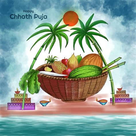 Free Vector Traditional Festival Of Happy Chhath Puja Background