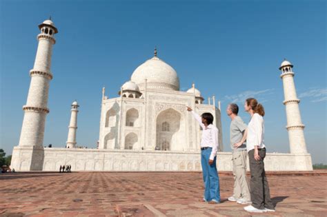 Taj Mahal Tourists With Guide Stock Photo - Download Image Now - iStock