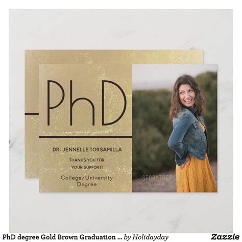 Phd Degree Gold Brown Graduation Announcement