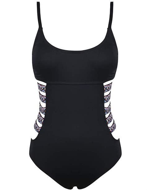 Womens Black One Piece Swimsuit Cutout Bathing Suit Bandage Monokini