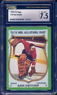 1973 74 Topps NHL Hockey 10 Ken Dryden AS Graded CSG 7 5 NM Montreal