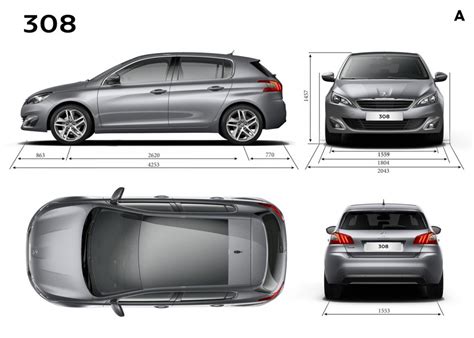 Principales Dimensions Extérieures Mm Peugeot 308 Ii 2 144 Photos Peugeot Féline