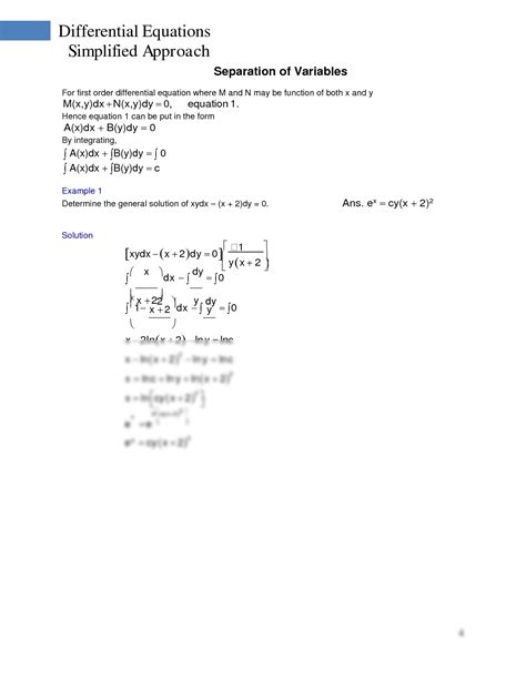 Solution Differential Equation Separation Of Variables Studypool