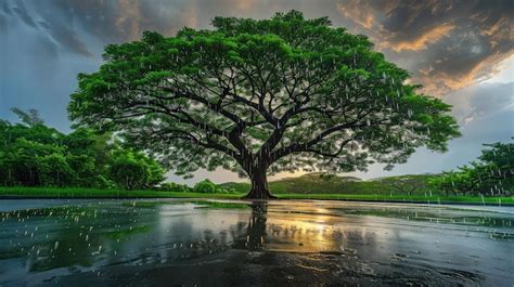 Premium Photo | Leaves rain tree