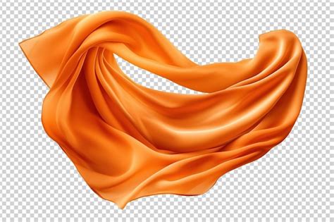 Flying Orange Silk Fabric Cut Out On Transparent Premium Ai Generated Psd