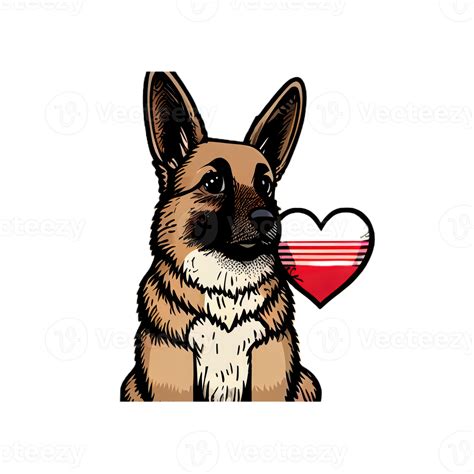 Cute German Shepherd Kawaii With A Heart 19550154 Png