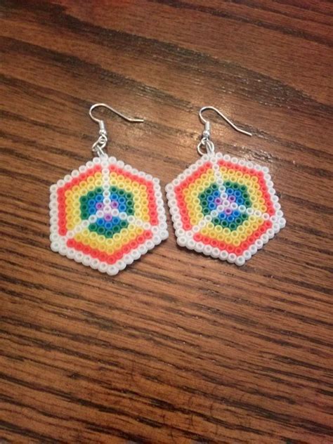 Rainbow Peace Perler Bead Dangle Earrings Beaded Dangles Perler