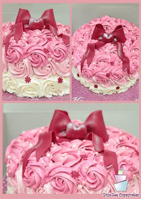 Rosette Cake Decorated Cake By Yumzee Cuppycakes Cakesdecor