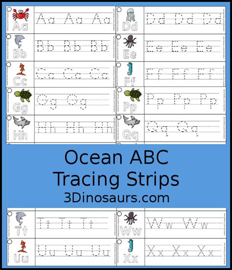 Free Ocean Abc Tracing Strips All 26 Letters Of The Alphabet 3