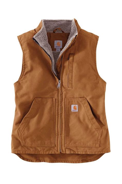 Carhartt Loose Fit Washed Duck Sherpa Mock Neck Vest For Women In