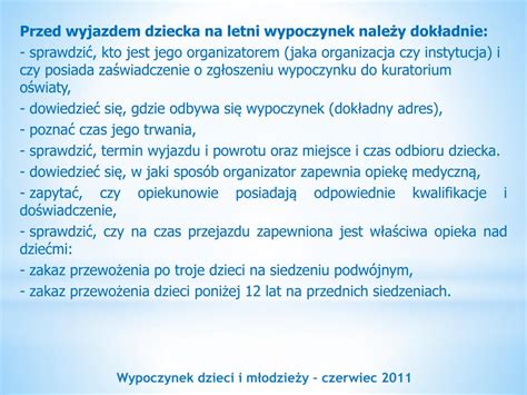 PPT Wypoczynek dzieci i młodzieży szkolnej PowerPoint Presentation