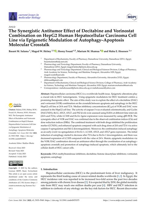 PDF The Synergistic Antitumor Effect Of Decitabine And Vorinostat