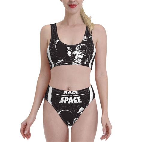 Bixox The Race To Space Pattern Two Piece Sports Bikini With U Shaped