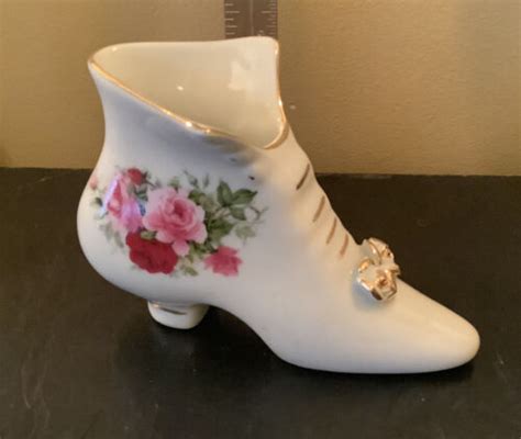 Formalities By Baum Bros Victorian Porcelain Boot W Roses Gold Trim