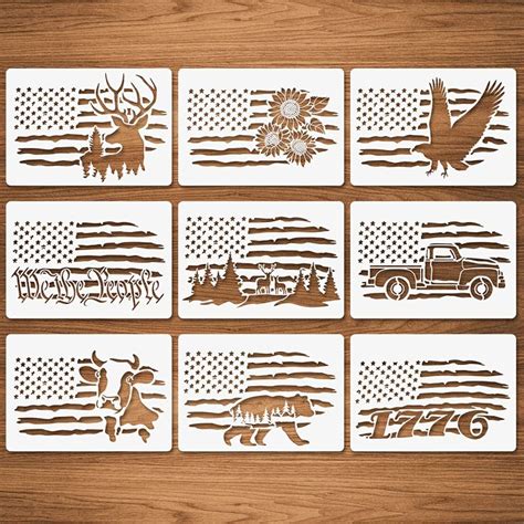 Temu Pcs American Flag Stencils We The People Stencils Deer