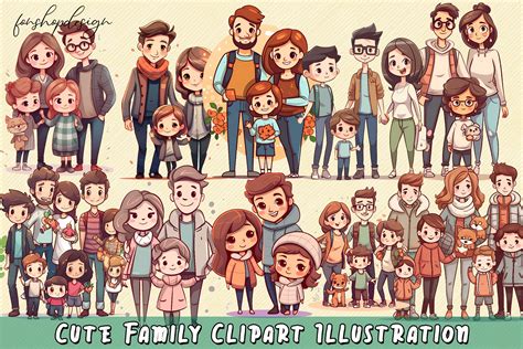 Cute Family Clipart Illustration Graphic by FonShopDesign · Creative ...