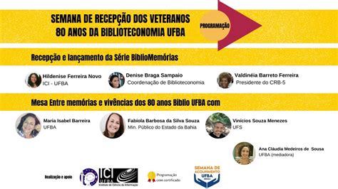 Semana de Recepção e 80 anos do Curso de Biblioteconomia e Documentação