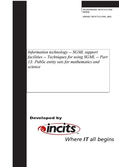 INCITS ISO IEC TR 9573 13 1991 R2020 Information Technology SGML