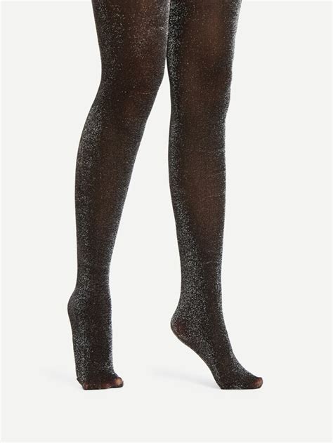 1pair Glitter Pantyhose Stockings Black Tights Shein South Africa