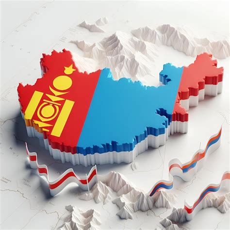 Mapa De Mongolia Con Su Bandera Aislada En L Dise O De Ilustraci N D