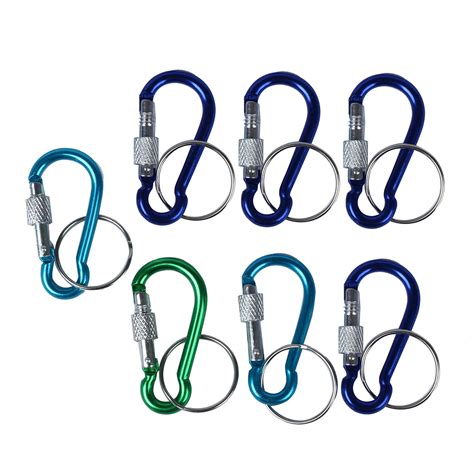 Pcs Screw Lock Mini Multicolor Aluminum Carabiner Hook W Keyring