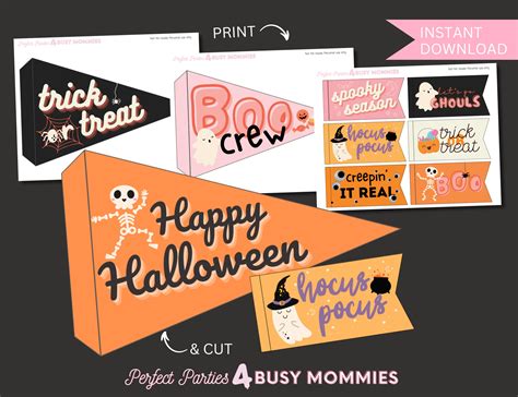 Digital Halloween Pennant Flags. Printable Halloween Décor. - Etsy