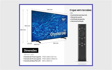 Ficha técnica do smart TV Samsung Crystal UHD 50 UN50BU8000