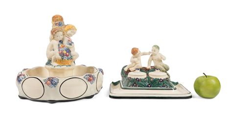 Wilhelm S S Wilhelm Sus For Karlsruhe Majolika Bowl Inkstand