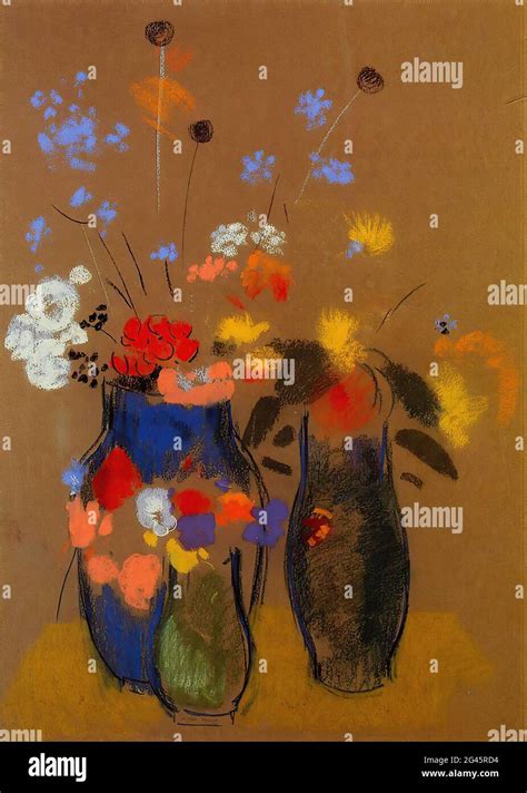 Odilon Redon Three Vases Flowers C 1909 Stock Photo Alamy