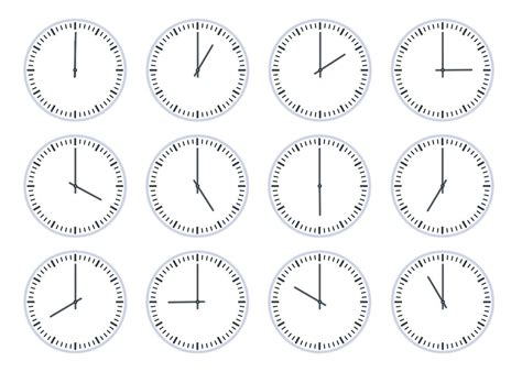 Analog Circle Clock Show Time Every Hour Icon Flat Watch Face With