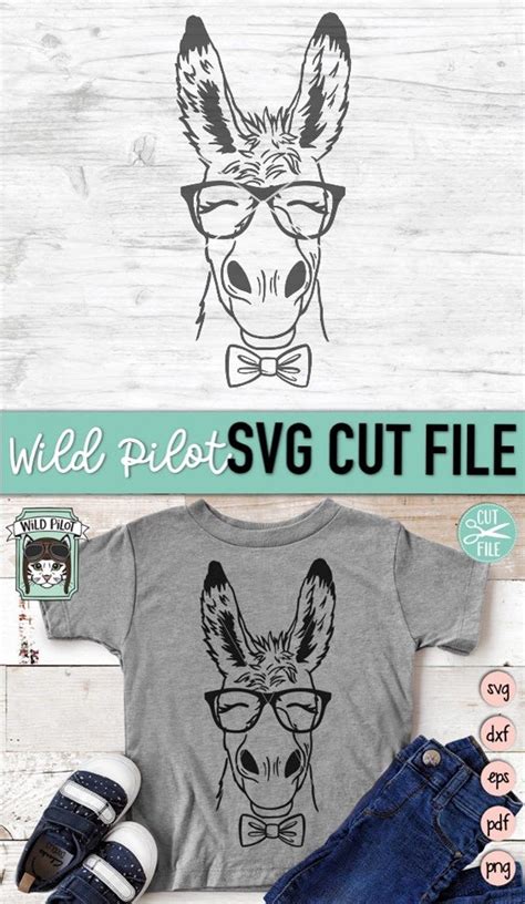 Donkey Svg File, Donkey With Glasses Bowtie Svg, Donkey Cut File ...